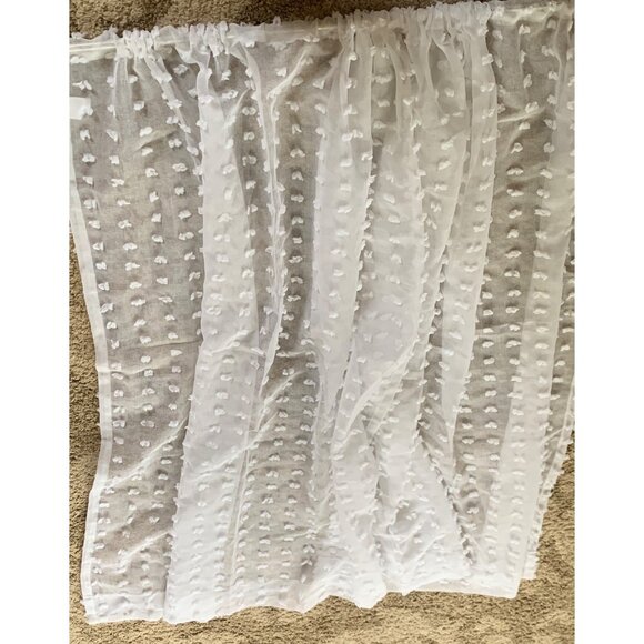 White Sheer Curtain Panels with Polka Dot Design set of 2 Panels 56Wx63L - Picture 5 of 7